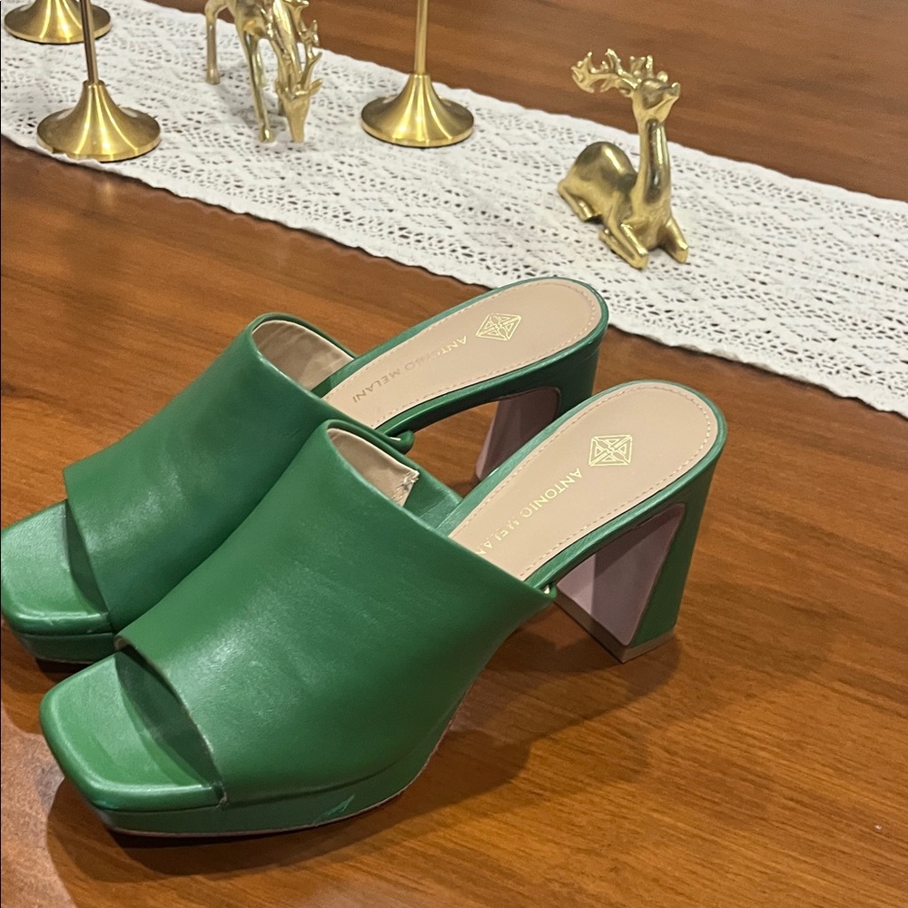 Antonio Melani Emerald Green Heeled Mules - Picture 5 of 5